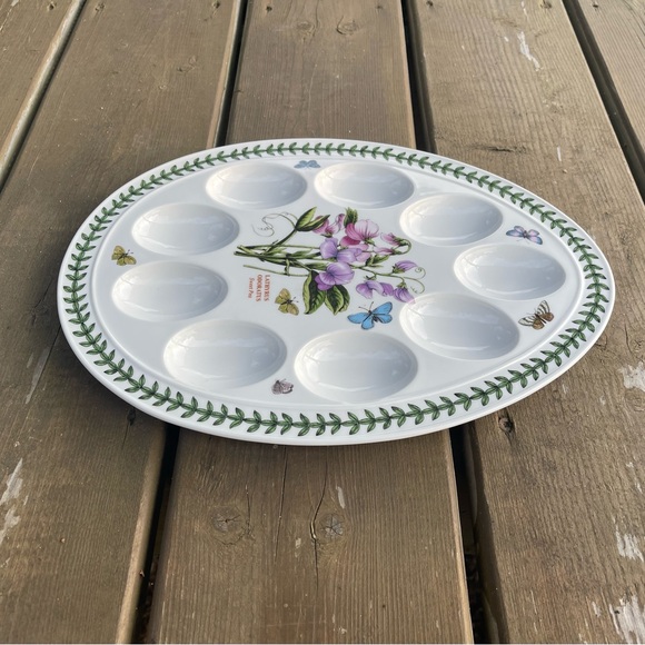 Portmeirion Botanic Garden 12 Inch Egg Shaped Devilled Egg Server Platter - Picture 8 of 12